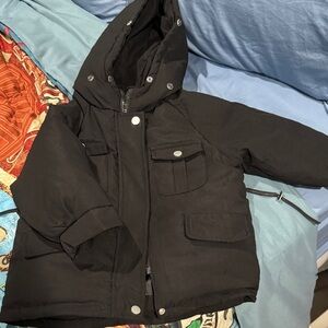 Kids Black Hooded Jacket